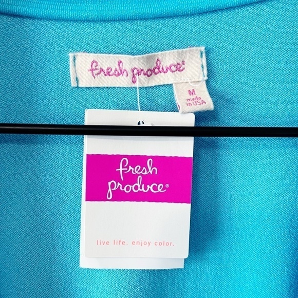 Fresh Produce NWT Delray Ocean Blue Hepburn Wrap Top Collared Size Medium - Picture 9 of 10